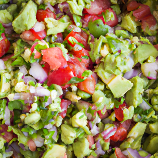 Freshly made avocado salsa with diced tomatoes, onions, and cilantro